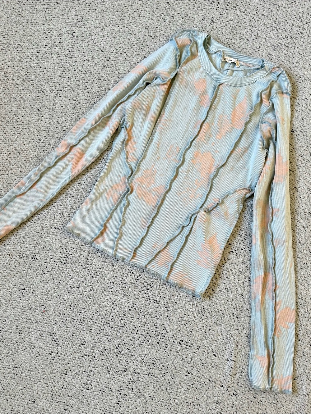 Free People Pastel Blue Ribbed Long Sleeve Top Size M We the Free